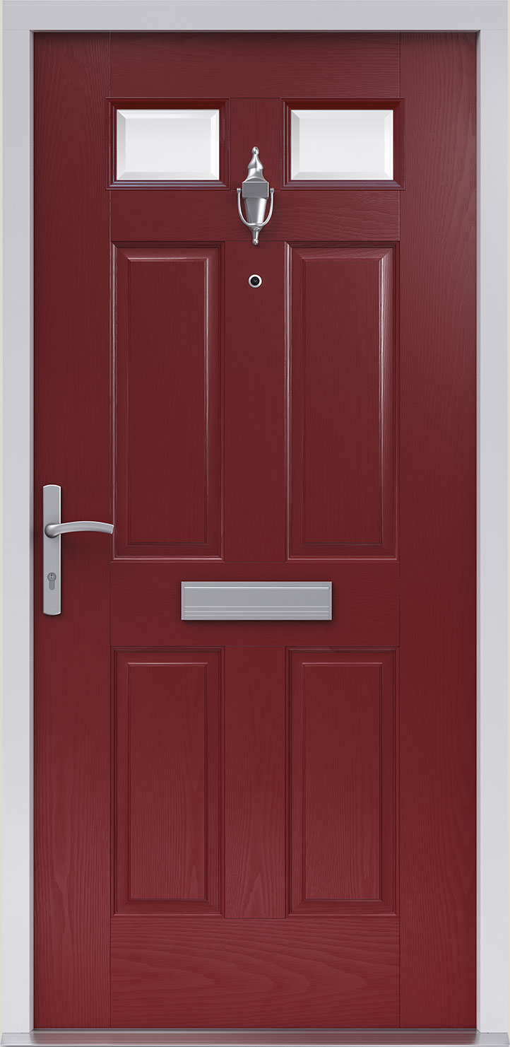 FD30S fire door in White. Alnwick style with clear glass